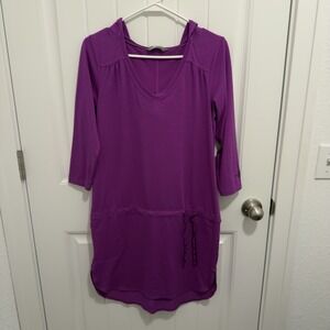 The‎ North Face Womens Purple Hooded Drawstring Waist Dress 3/4 Sleeve Small